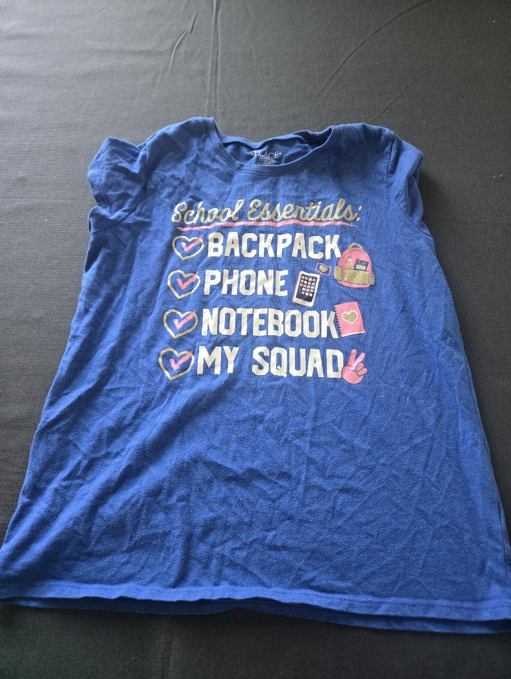 Place Blue Graphic 'School Essentials' Tee with Gold Script